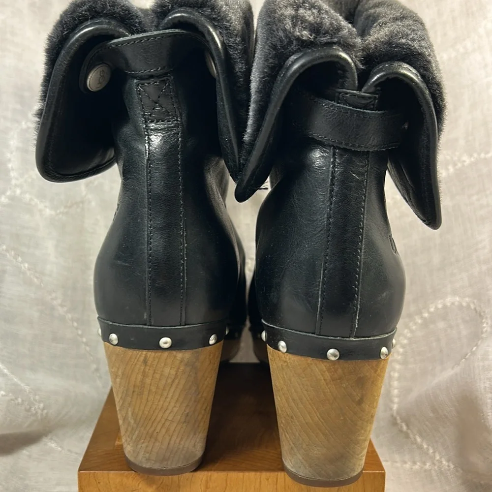 UGG leather and wooden clog ankle boot